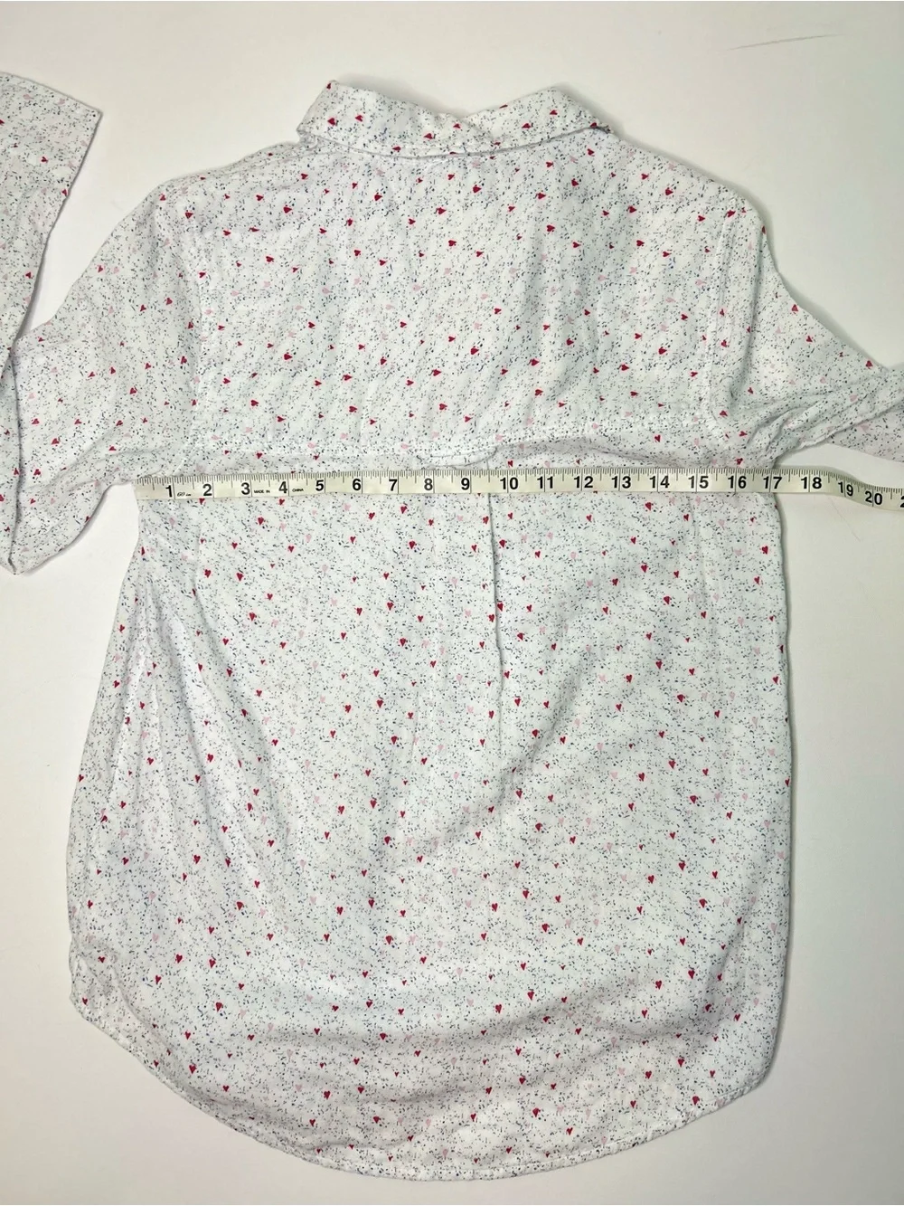 beachlunchlounge Button-Up Shirt with heart print and blue spots 100% cotton XSP